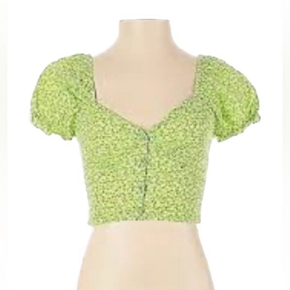 Princess Polly Lime Floral Crop Top